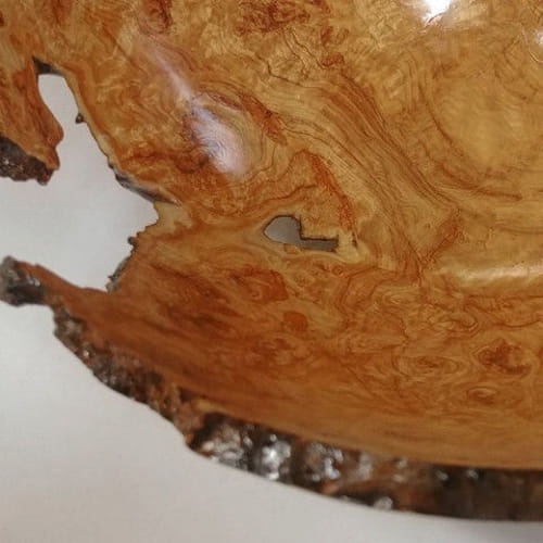 JW-168 Bowl, Shallow Aspen Burl Bowl 13.5 x 13 at Hunter Wolff Gallery